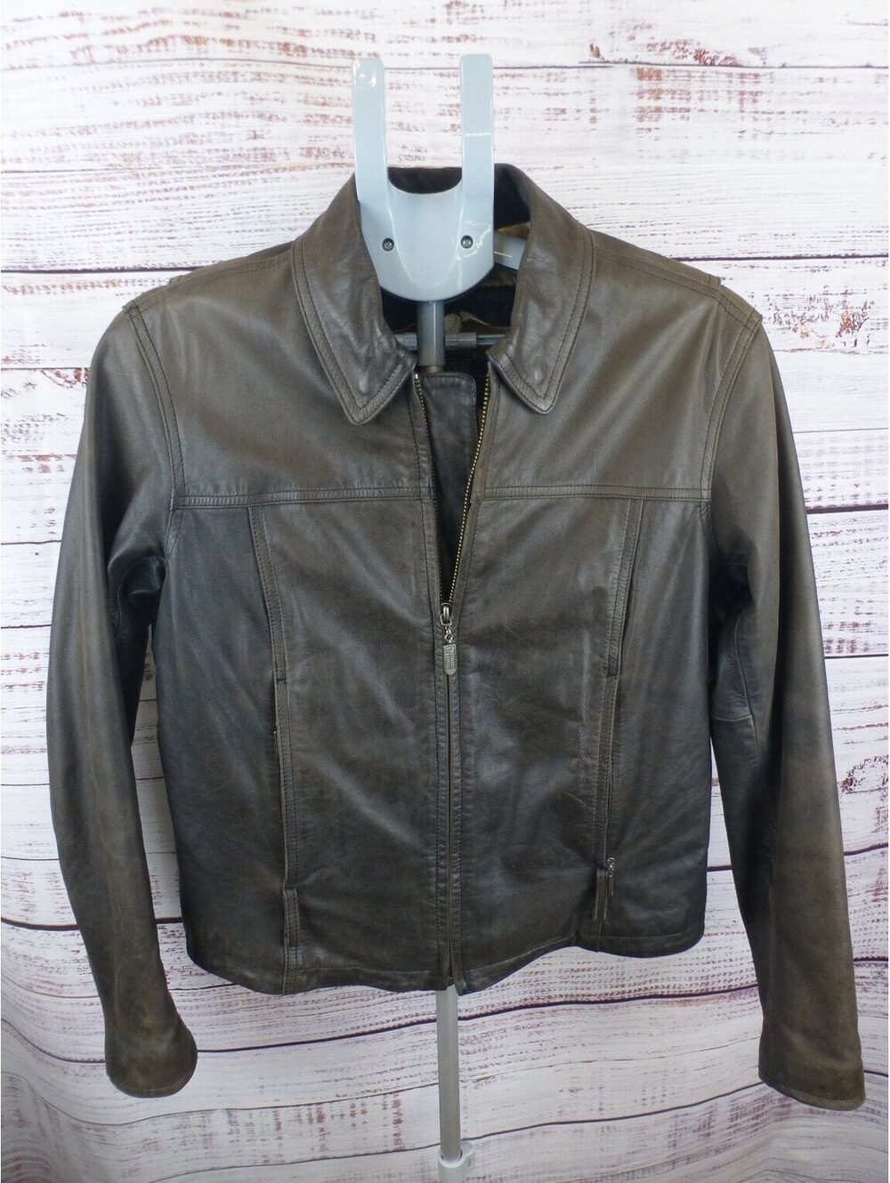 Harley-Davidson Women's Medium Brown Leather Motorcycle Jacket Quilted - K2A